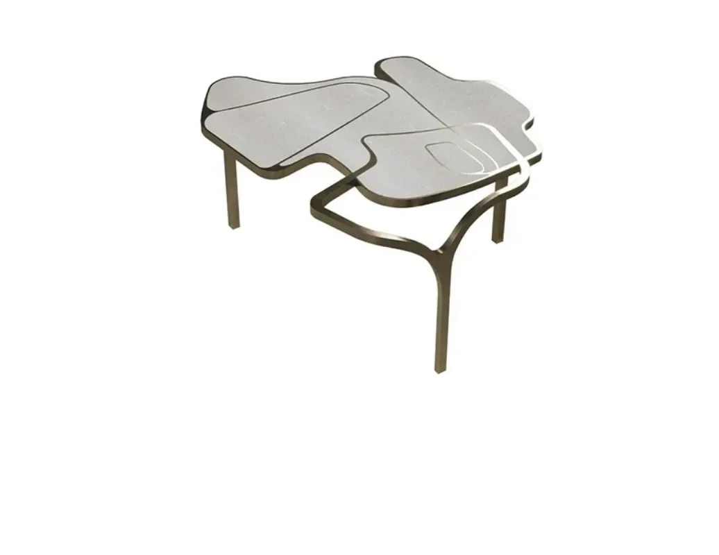 

Italian minimalist furniture/model room Household special-shaped design Metal wire striped coffee table