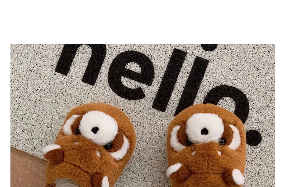Niedliche braune Waschbär-Hausschuhe für Damen und Herren, große Größen, Tierfell-Slipper, flauschige Hausschuhe für Paare. – Detail 15