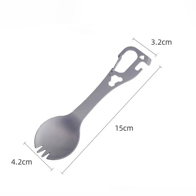 5-in-1 Multifunction Spork, Stainless Steel Spoon & Bottle Opener, Fork,Scoop, Can Opener Combo Camping Utensil, Hiking, Camping