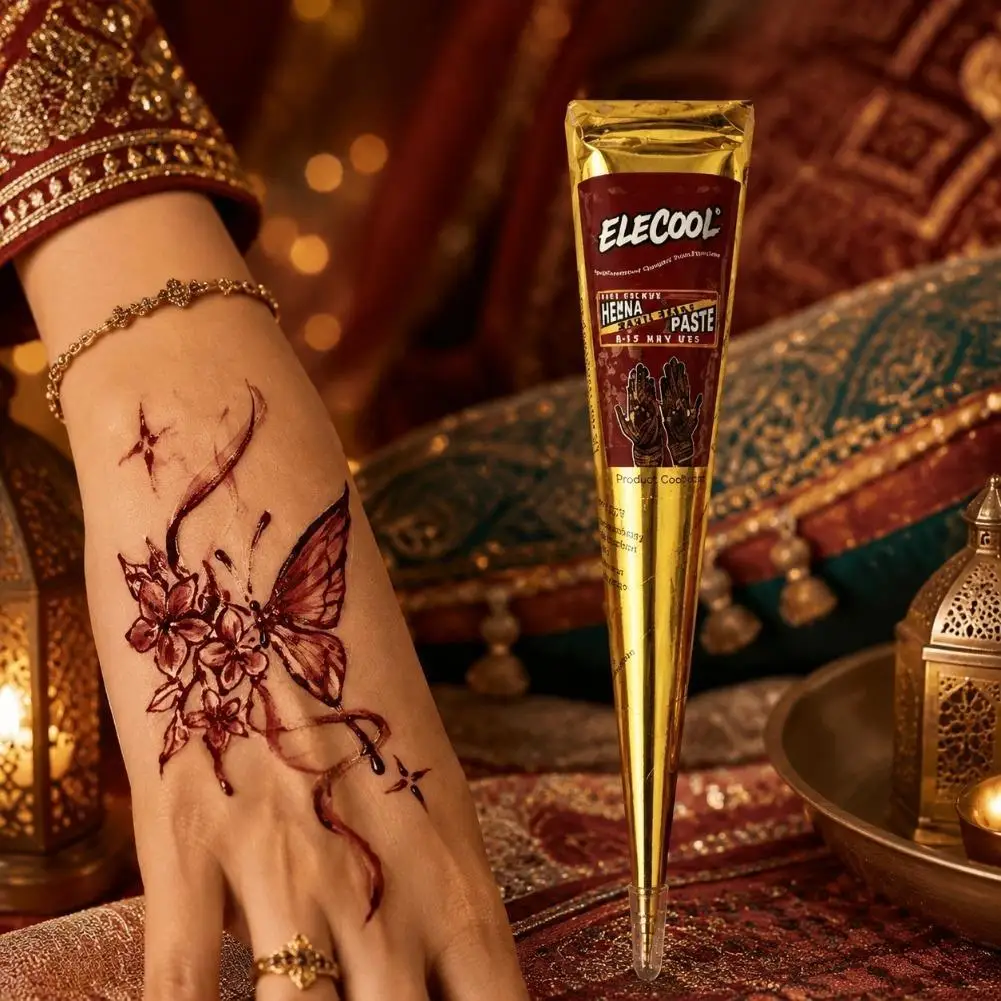 Pasta de Tatuaje Temporal Natural, Henna Negra, Pintura Corporal Artística, Conos Desechables, Crema de Tatuaje Sexy, Tintas para Bodas Indias