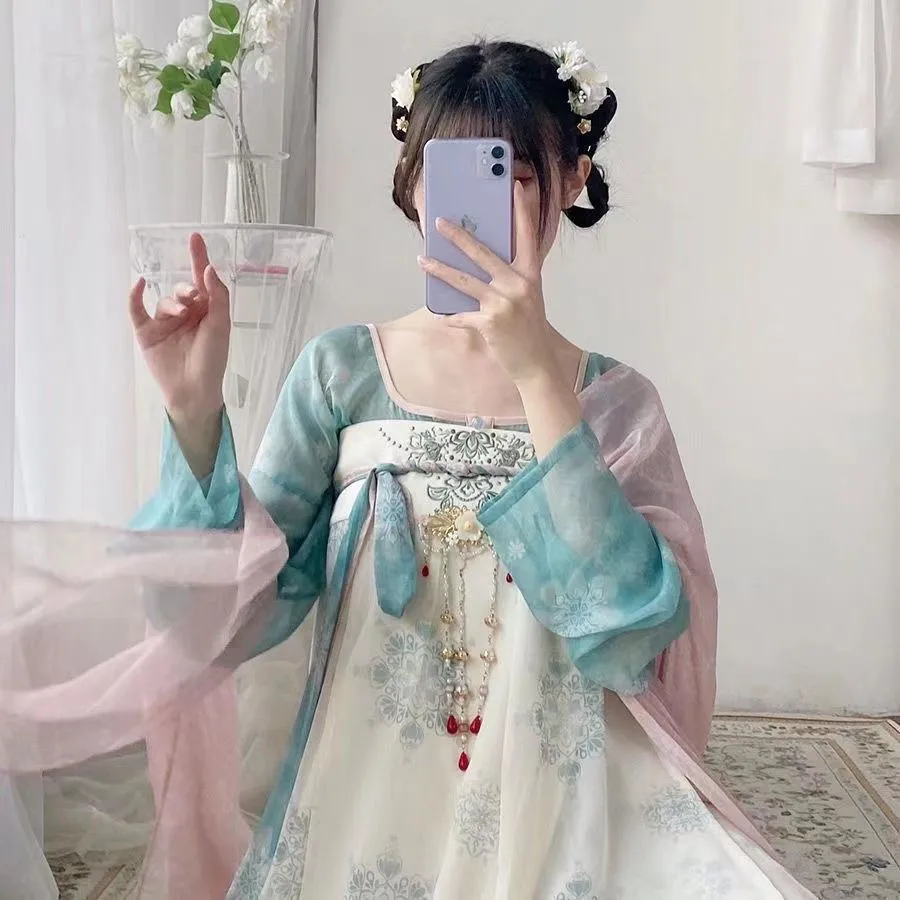 hanfu-women's-heavy-industry-embroidery-tang-dynasty-chest-length-hezi-skirt-with-immortal-elements-improvement-hanfu