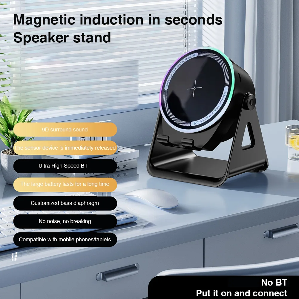 3 em 1 suporte de telefone de alto-falante compatível com bluetooth com alto-falante compatível com bluetooth luz ambiente rgb para casa e ao ar livre