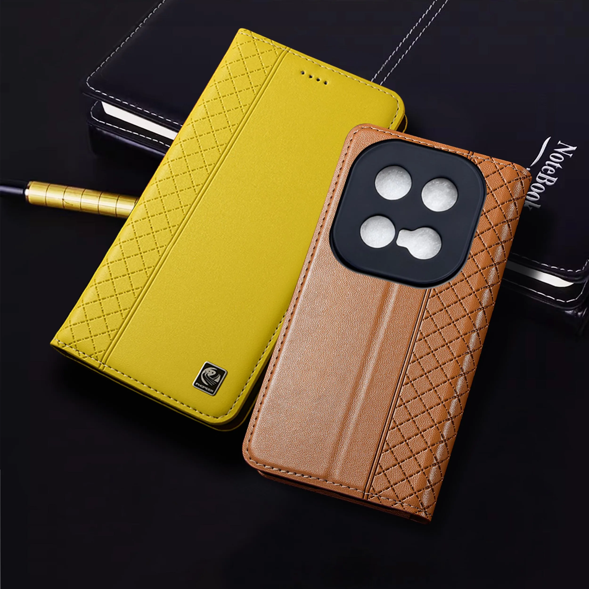 حافظة لهاتف Vivo iQOO 3 5 7 8 9 10 11 11S 12 13 15 Pro Napa محفظة بنمط شبكي داخلي غطاء قلاب من جلد البقر #1