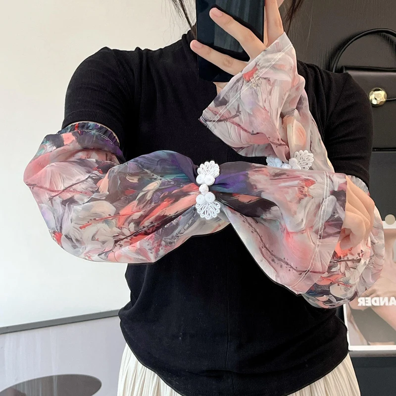 Maniche da braccio di protezione solare in seta di ghiaccio allentata estiva da donna Moda traspirante Guida all'aperto Ciclismo Protezione solare Accessori per vestiti