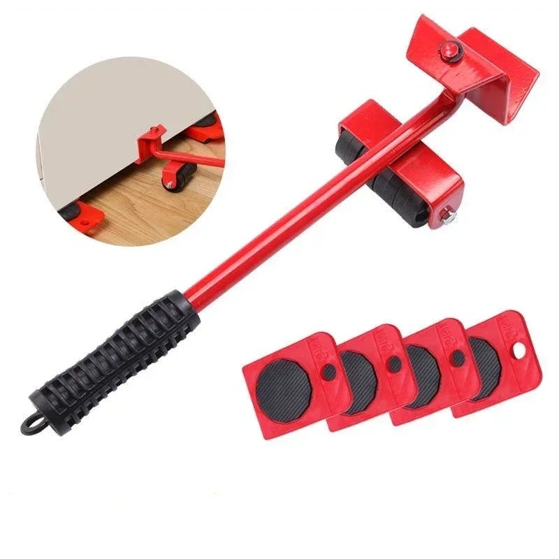 

5Pcs/set Heavy Duty Furniture Lifter Transport Tool Furniture Mover set 4Sliders 1Wheel Bar for Lifting Moving Furniture Helper