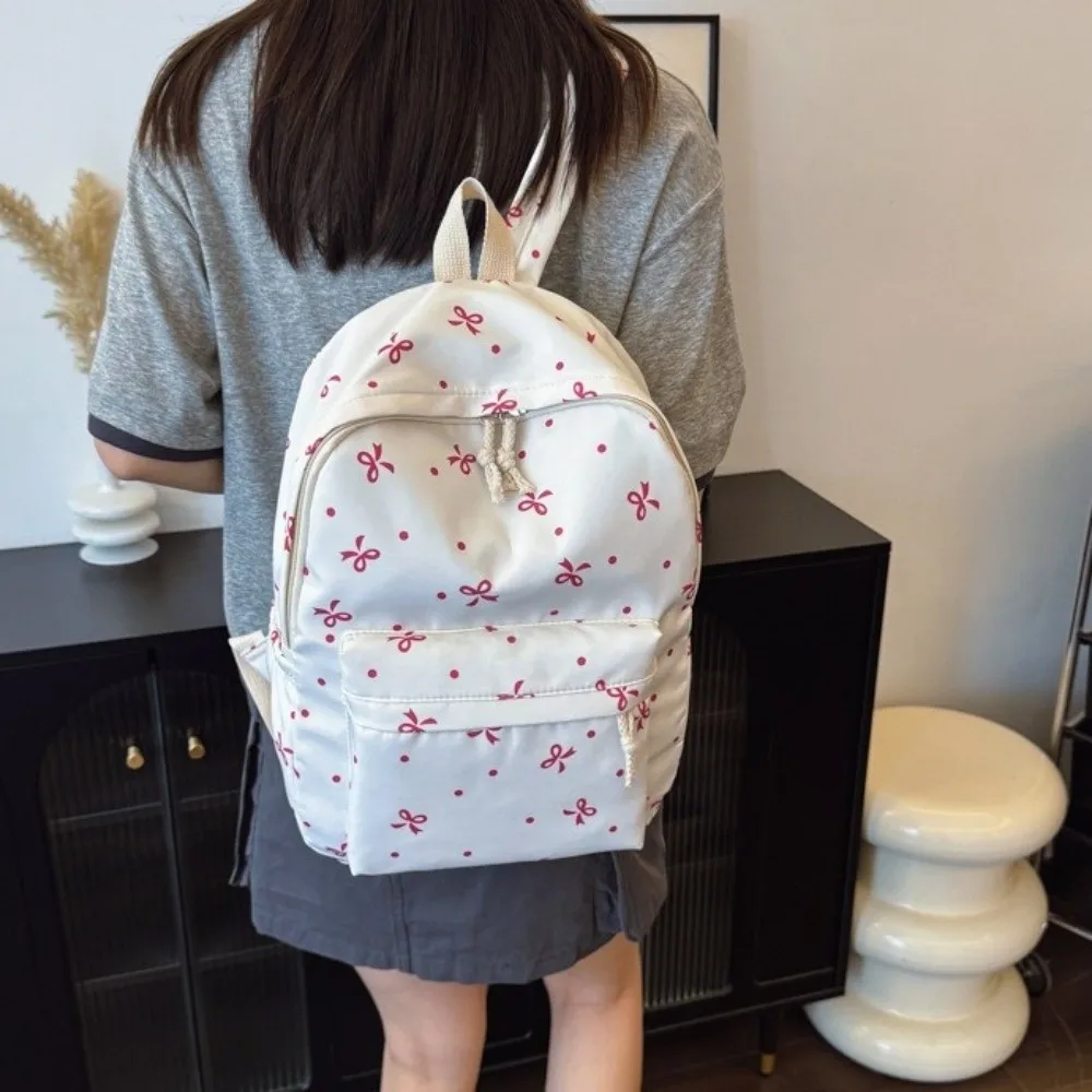 Daypack Three-piece School Bag Set with Pen Bag Handbag Nylon Bow Backpack Fixed Webbing Durable Students School Bag Daily