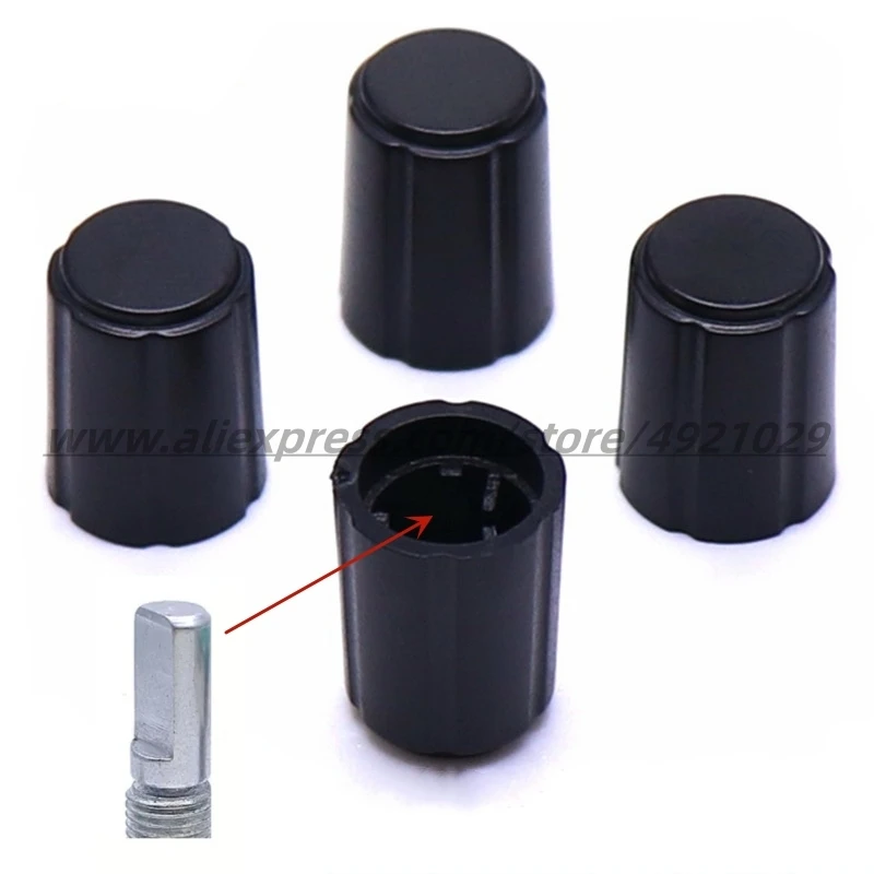 10PCS 11×15MM Black Plastic Knob Cap D Axis Potentiometer Encoder Switch Knob 11*15 Half Shaft 6MM