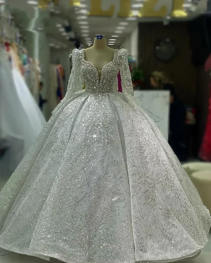 カスタマイズされたスイートハートシャイニーオフショルダーアップリケウェディングドレス、ボールガウン、レースアップコルセットブライダルガウン、ベスティドス・デ・ノビア