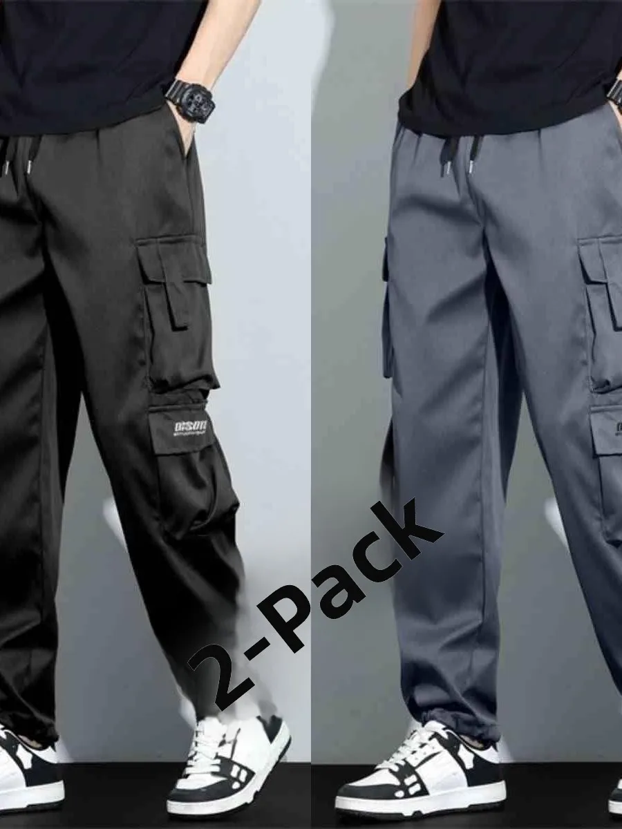 

Мужские свободные брюки прямого кроя для работы, весна-осень, модные, брендовые, с множеством карманов, повседневные, больших размеров, прямые штанины