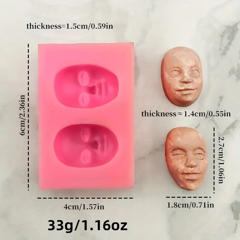 1pc, 3D face shaped silicone mold - creative DIY baking mold, perfect for cake decoration, ice cubes, and polymer clay crafts