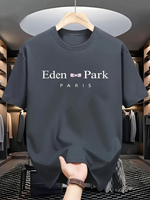 Men's summer 100% pure cotton fashionable casual loose sports Eden Park Paris printed round neck short sleeved T-shirt top
