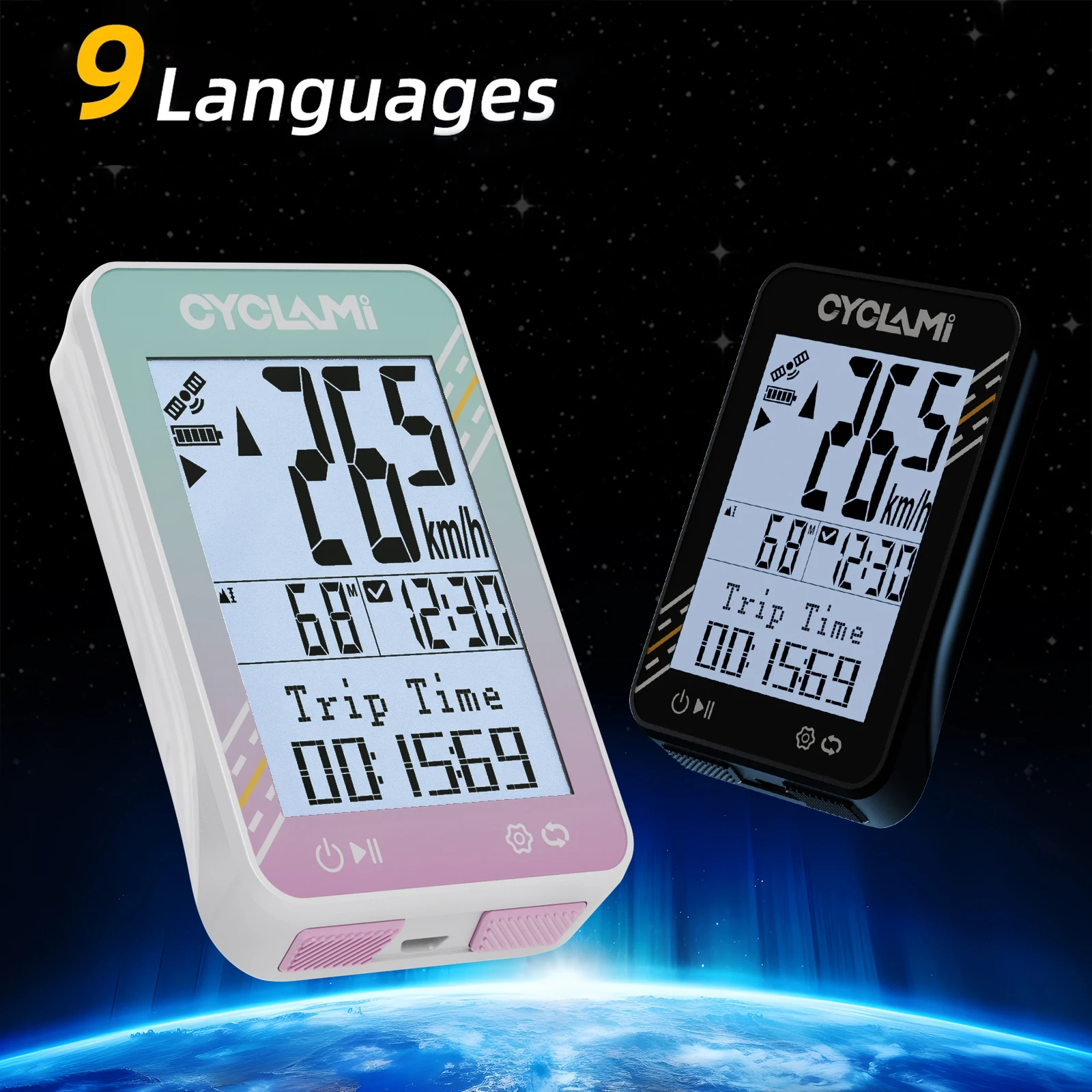 

CYCLAMI 9-язычный GPS велосипедный компьютер Беспроводной секундомер IPX7 Водонепроницаемый многоязычный велосипедный одометр Спидометр
