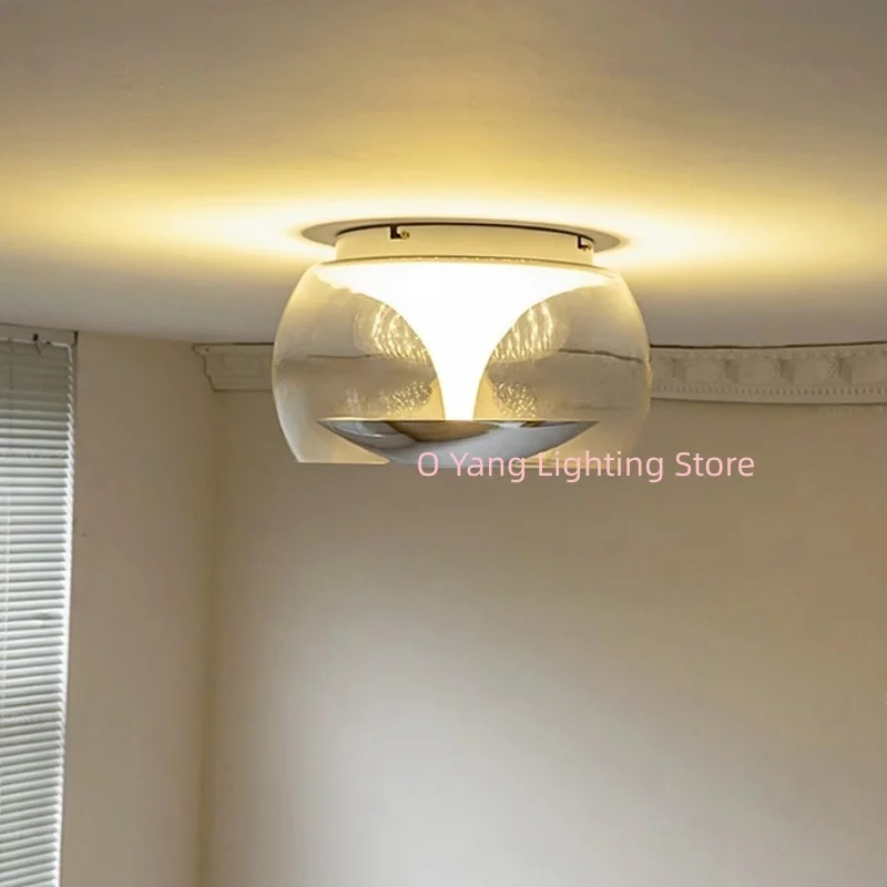 LED Ceiling Light Retro Glass Room Light Bauhaus Personalized Circular Tricolor Indoor Lighting Fixture 42cm