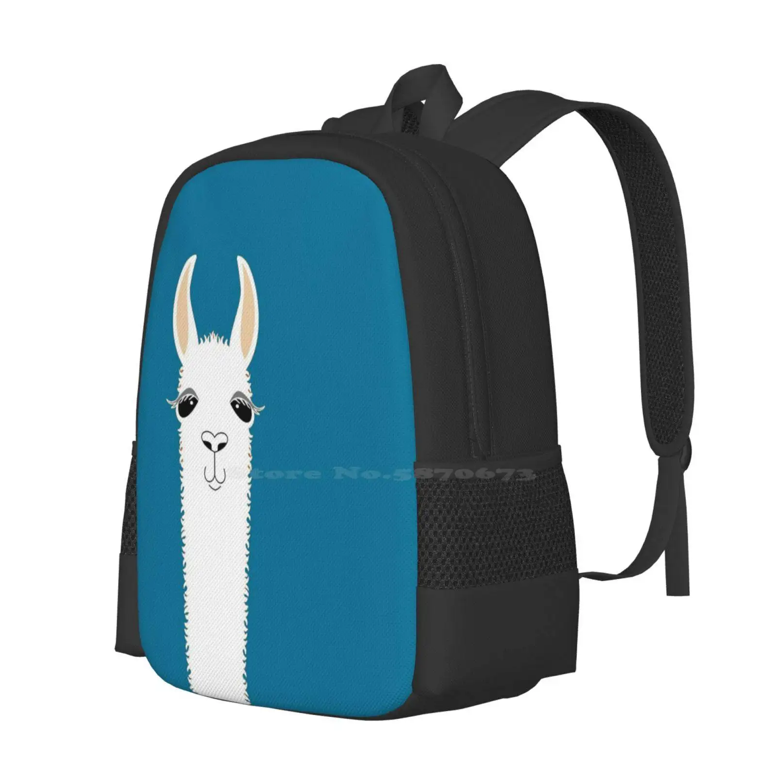 Llama Portrait #10 Backpacks For School Teenagers Girls Travel Bags Llamas Alpacas Mammal Animals Blue Teal White Black Tan