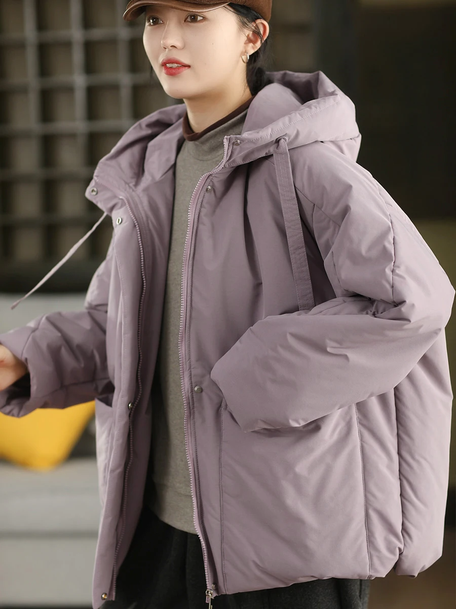 

Thiened High-densi Cotton Padded Coat with Large kets And Hood Warm Cotton Jaet for Women Winter Faion Outerwear