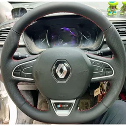 100%Fit For Renault Kadjar Koleos Megane Talisman Scenic Espace 2015-2018 Hand-stitched Genuine Leather car steering wheel cover
