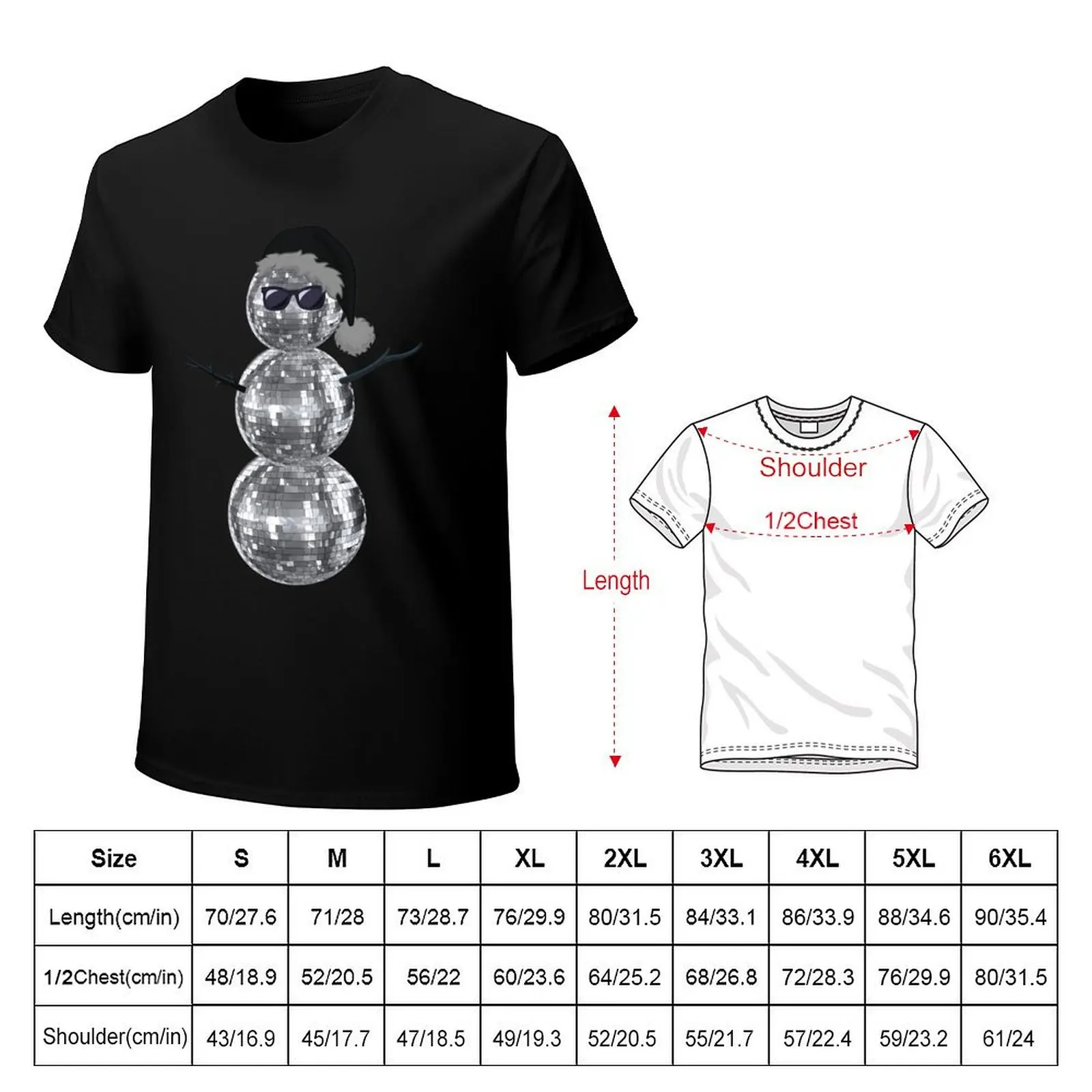 Disco Ball Snowman Dark Santa New Year's Eve Ball Drop Holiday Christmas T-Shirt funny shirt cotton men clothes