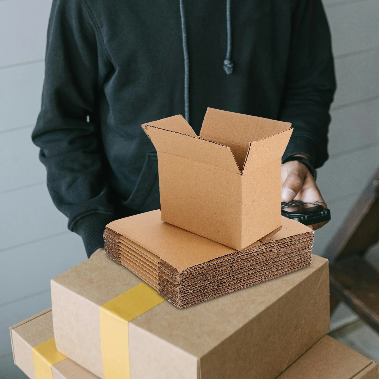 10 Stück Wellpappe-Boxen, Verpackung, bewegliche Aufbewahrung, Versand, wiederverwendbar, sicherer Kartonbehälter