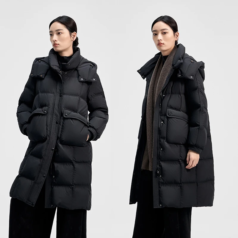 Chericom longo para baixo jaqueta pato para baixo enchimento feminino com capuz jaquetas solto-ajuste moda casual quente casacos femininos y309167y