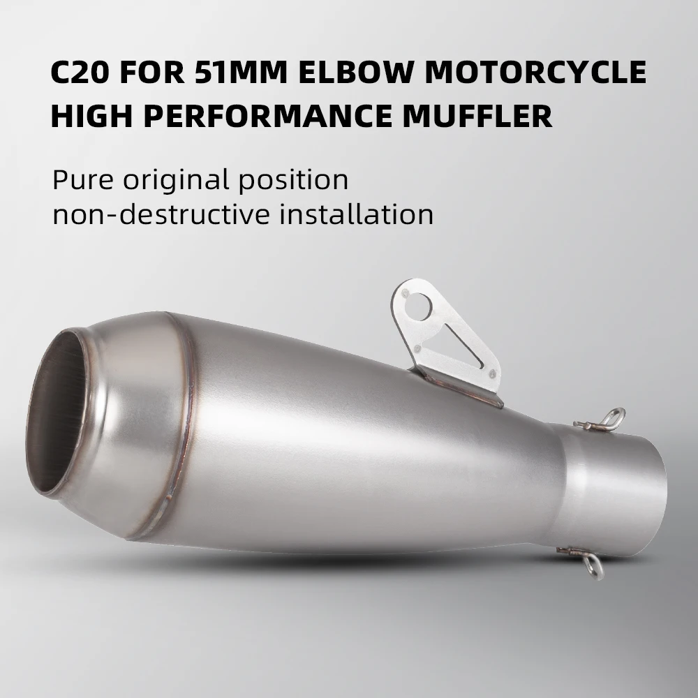 51mm Motorcycle Exhaust  Escape moto Modify Stainless Steel Muffler For Z750 800 900 CBR300 CBR500 C24 MT07 R3 S1000RR