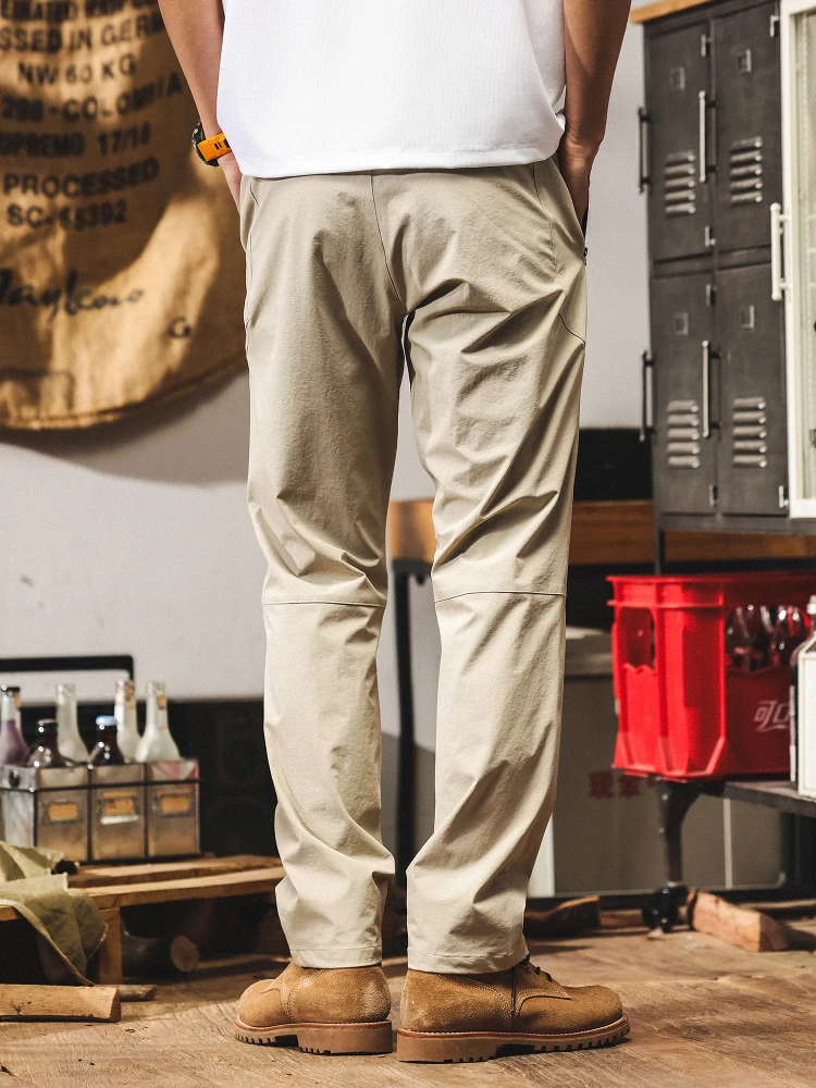 الكاكي الحرير الجليد شعور رائع الصيف رقيقة ملابس العمل فضفاضة مستقيم الساق المشي لمسافات طويلة في الهواء الطلق الرجال السراويل تنفس خفيفة الوزن #5