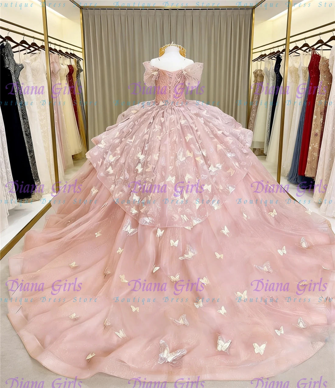 

Luxurious Flower Girls Dress Pink Tulle Fluffy Quality Flowers Applique Bow for Kids Wedding Dresses Birthday Party Ball Gowns
