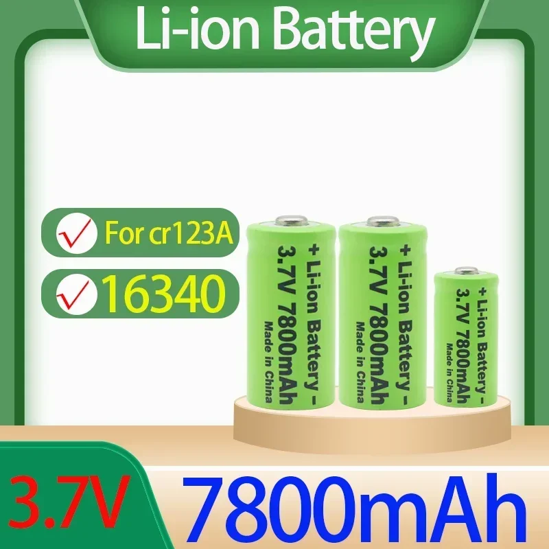 3.7V 7800mAh For 16340 Batteries CR123A CR123 LED Flashlight Battery Security Camera Rechargeable Batteries