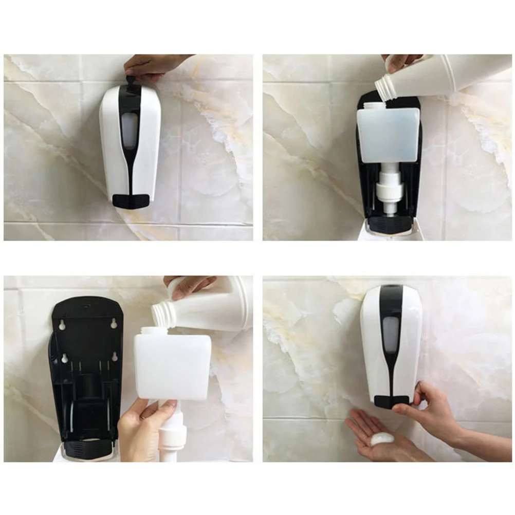 1 قطعة موزع الصابون المثبت على الحائط ABS حاوية الصابون السائل اليدوية ذات سعة كبيرة للحمام والمطبخ والفندق والاستشفى باللون الأسود #4
