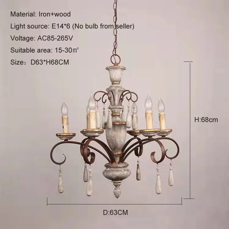 Imagem -02 - Vintage Madeira Maciça Feita Lustres para Loft Design de Luz Interior para Sala de Estar Sala de Jantar Quarto Villa Americano