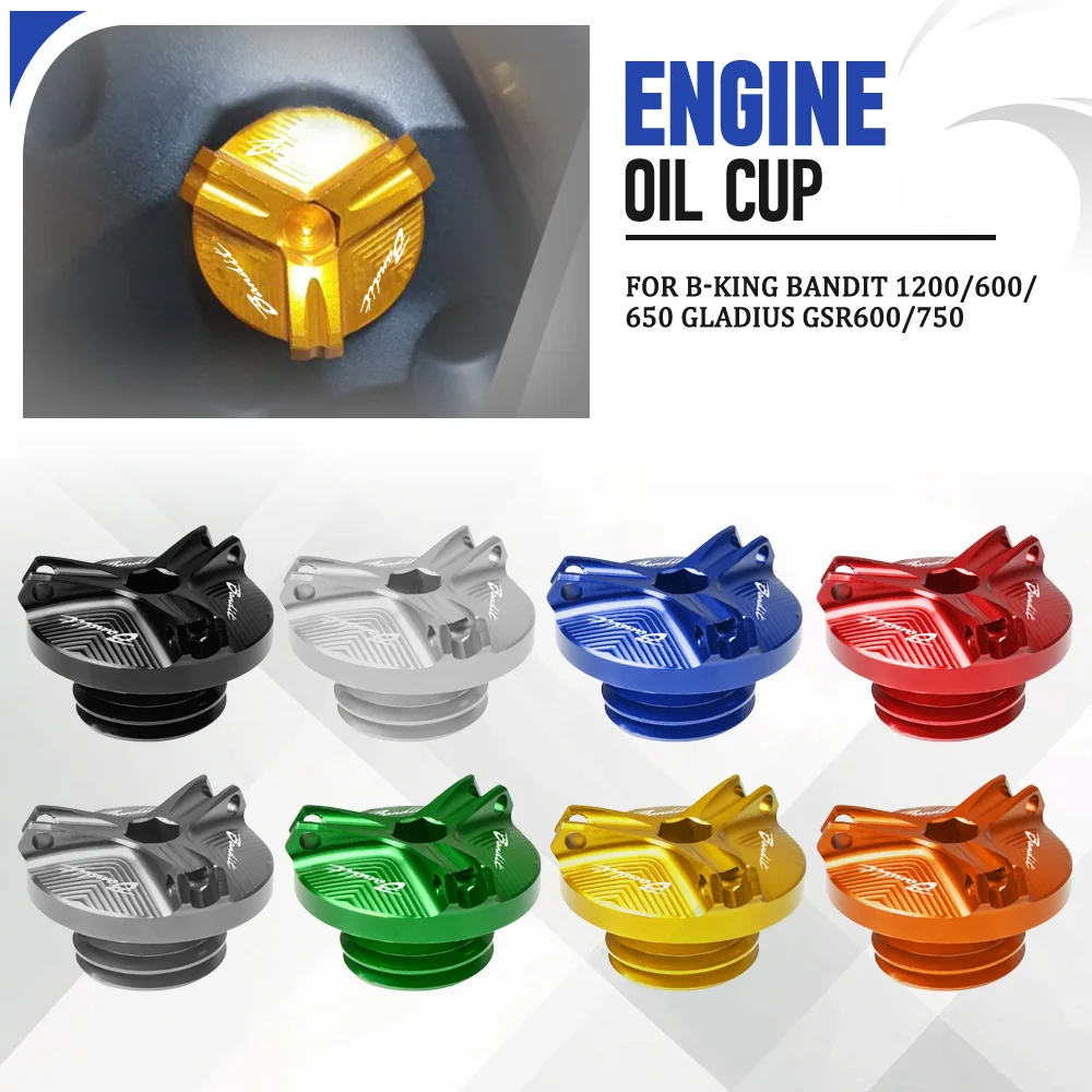 For SUZUKI B-KING BANDIT 1200/600/650 GLADIUS GSR600/750 Motorcycle CNC Engine Oil Filter Cup Plug Cover Oil Screw Cap M20*1.5