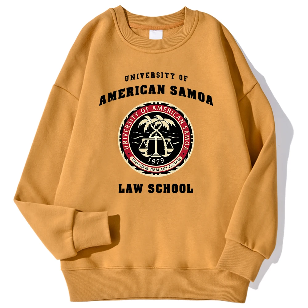 University Of American Samoa Law School Printed Men Pullover Fleece Warm Hooded Crewneck Sweatshirts Autumn Casual Streetwears