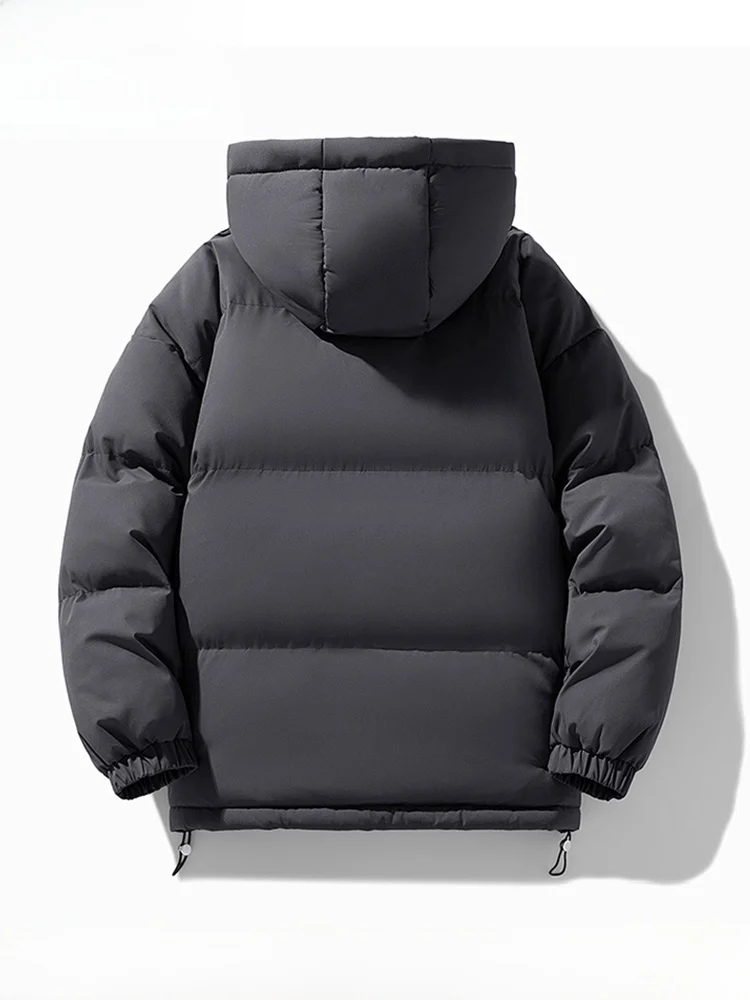 

Мужское пуховое хлопковое пальто большого размера с капюшоном, молодежное модное городское пальто, теплое длинное свековое пальто на молнии, чистый цвет