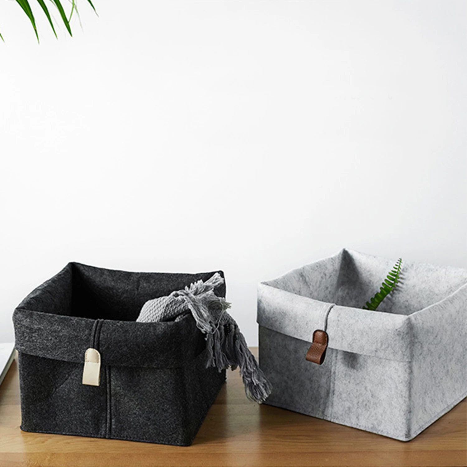 Nordic Felt Storage Basket Living Room Tea Table Black Gray Sundries Storage Basket Cloth Felt Storage Box Bedroom Socks