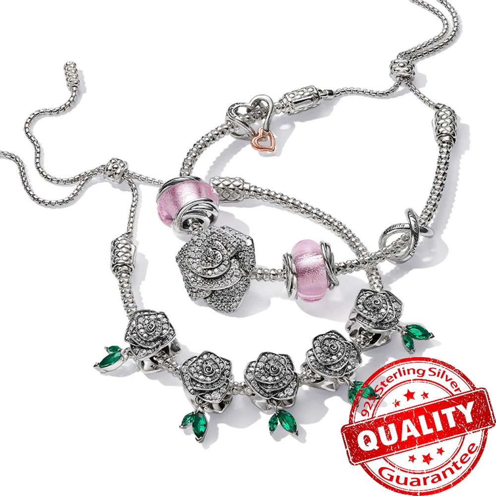 925 Sterling Silber verträumte romantische Pfirsich blüte Fan rosa Murano Glasperlen im Dunkeln leuchten Hirsch Charme fit Moment Armband