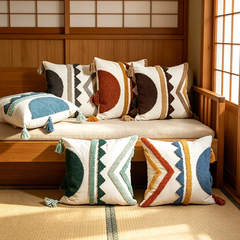 Bohemian Plush Embroidered Throw Pillowcase Cojines Living Room Decoration Pillowcases Headboard Cushion Cover 30x50/45x45cm