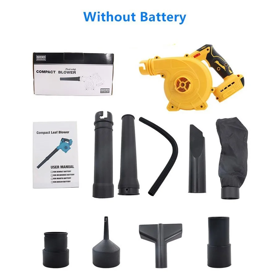 For DeWALT Battery Brushless Electric Air Blower Cordless 2in1 Vacuum Clean Dust Collector Turbo Fan hair dryer Leaf cleaner