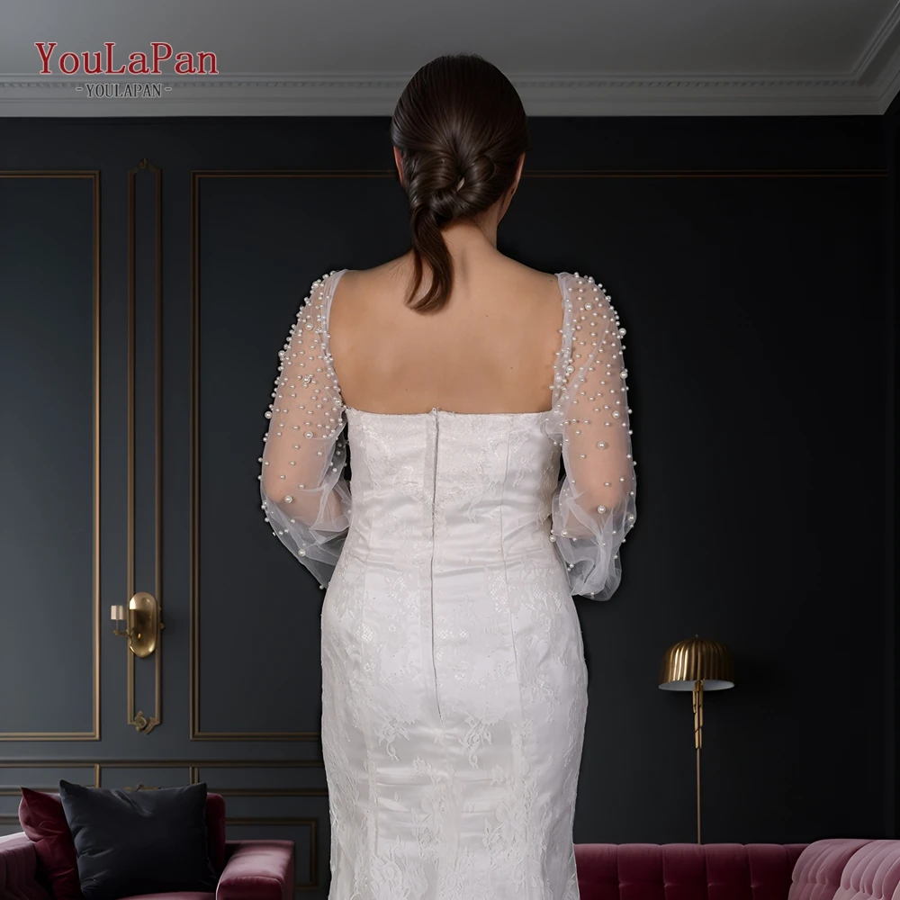 YouLaPan Bridal Gown With Exquisite Pearl Long Shoulder Decoration Two Ways To Wear It Shoulder And Arm  DIY  VG113