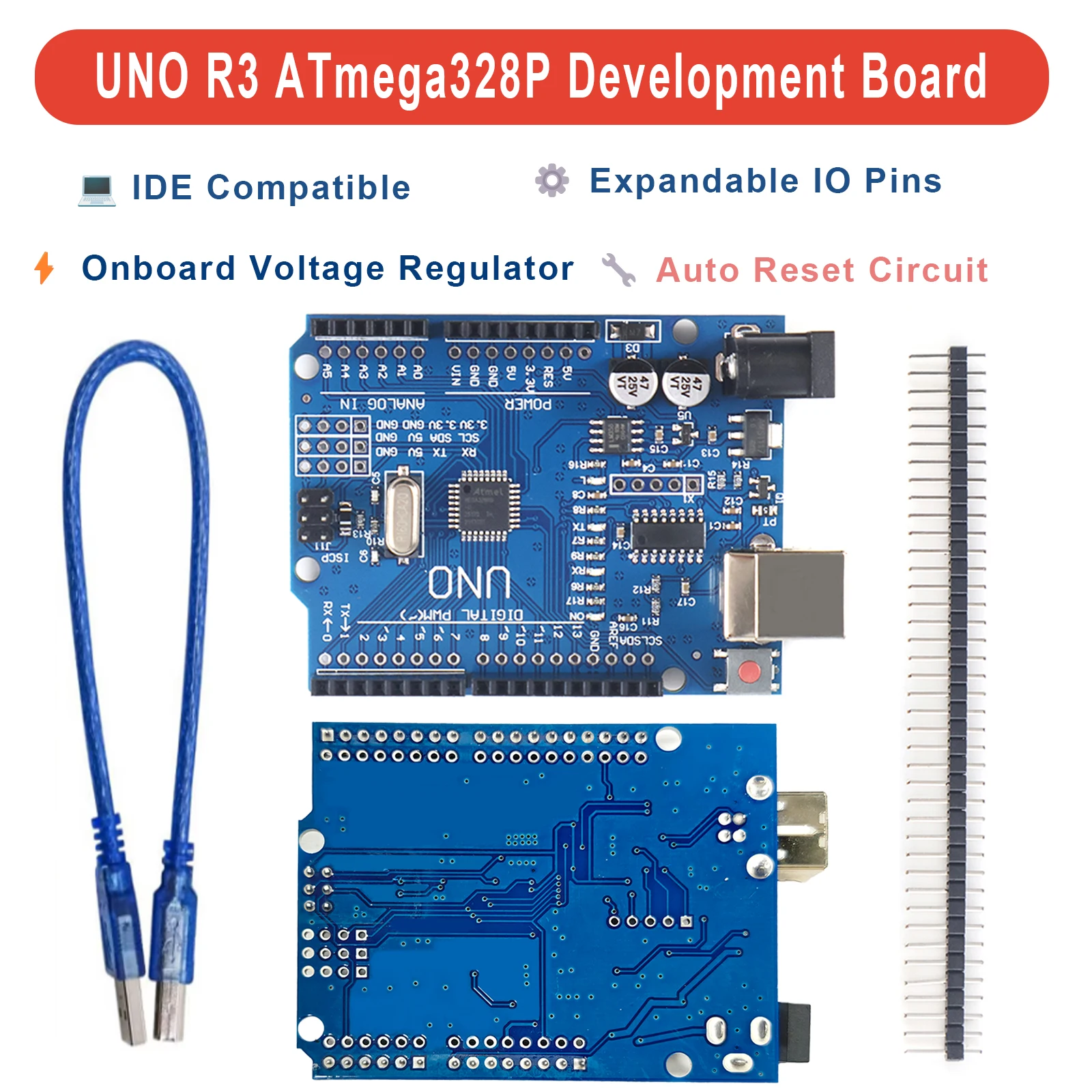 1-10PCS UNO R3 ATmega328P Development Board CH340 Compatible with Arduino IDE with Pin Header USB Cable DIY Reliable Quality