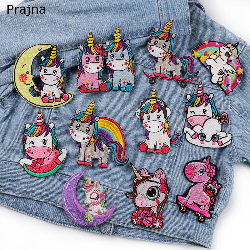 Patches DIY Rainbow Unicorn Embroidery Patch Cartoon/Animal Patch Iron On Patches For Clothing thermoadhesive Patches On Clothes