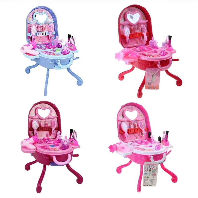 36 Pcs Kids Makeup for Girl Makeup Toy Set for Dress Up Pretend Beauty Vanity Set with Suitcase Birthday Gift