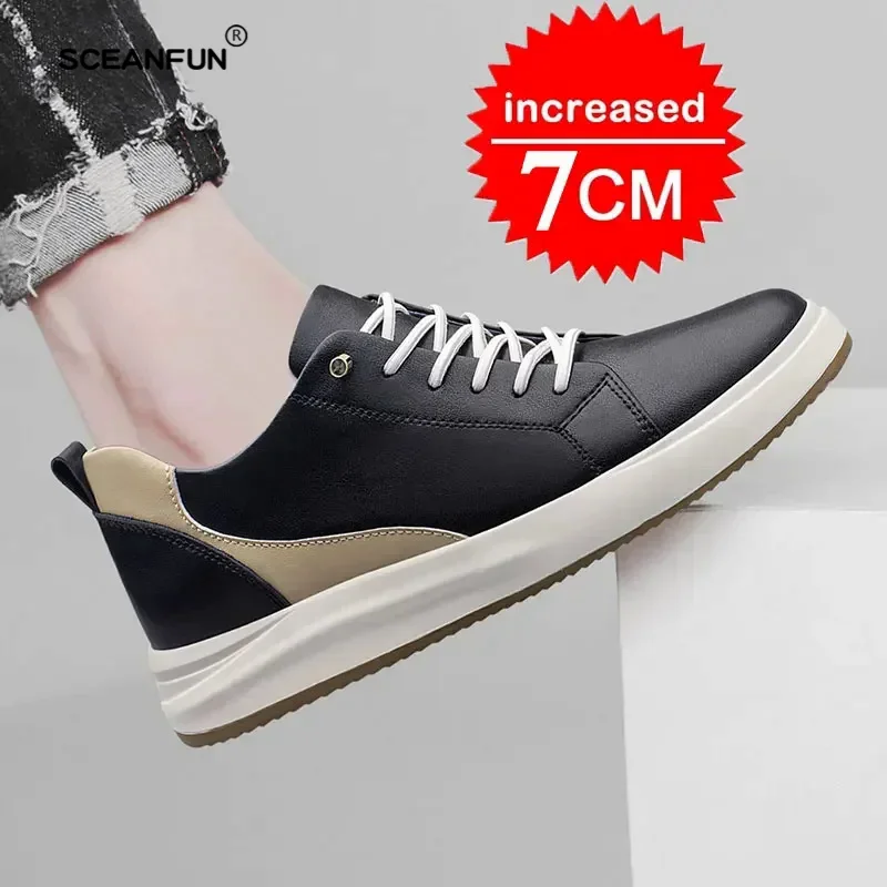 Luxury  Sports Shoes For Men Board Heightening Shoes Breathable Increase 7cm High Quality Men'S Casual Height Increasing Work