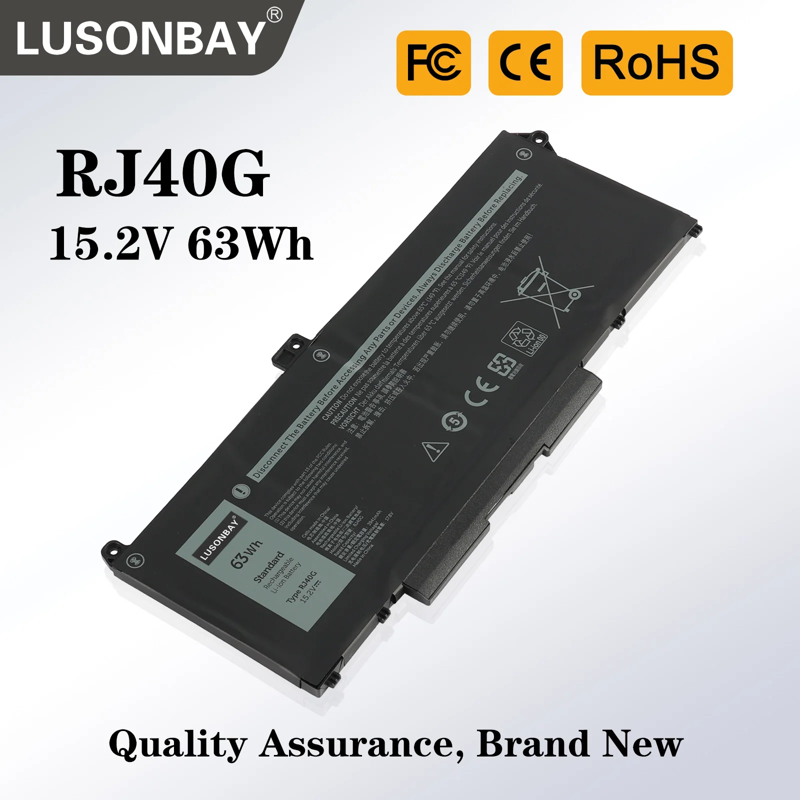 

LUSONBAY RJ40G Laptop Battery For DELL Latitude 5520 5420 Precision 3560 Series P104F P137G 01K2CF 075X16 0WK3F1 15.2V 63Wh