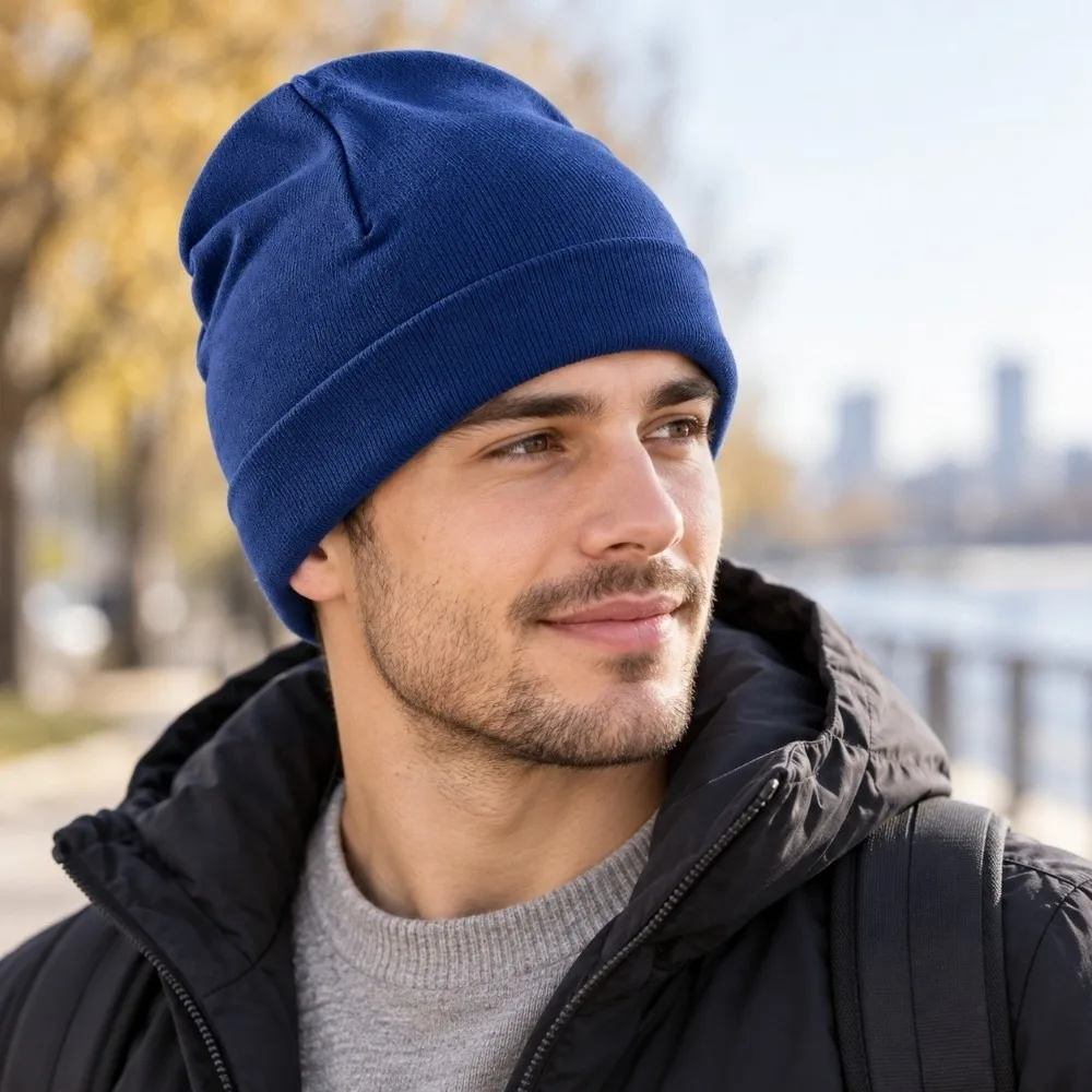Unisex Autumn Winter Running Hats Knitted Beanie Hat Skullcaps Warm Sweat Absorption Beanie Hat for Women Men Outdoor Sports