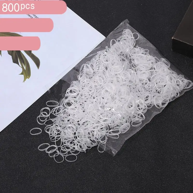 500/800/1000/2500Pcs Przezroczysta elastyczna gumka do włosów dla kobiet Kid Girls Tie Braids Hair Ring Rope Headband Bind Tool