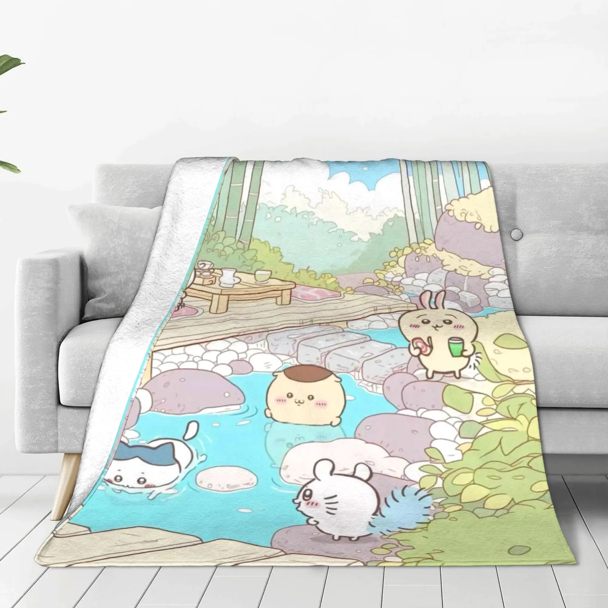 Chiikawa Leisure Life Flannel Blanket Winter  Super Soft Throw Blanket for Students Couch Bed Pattern Bedspread Sofa Bed Cover