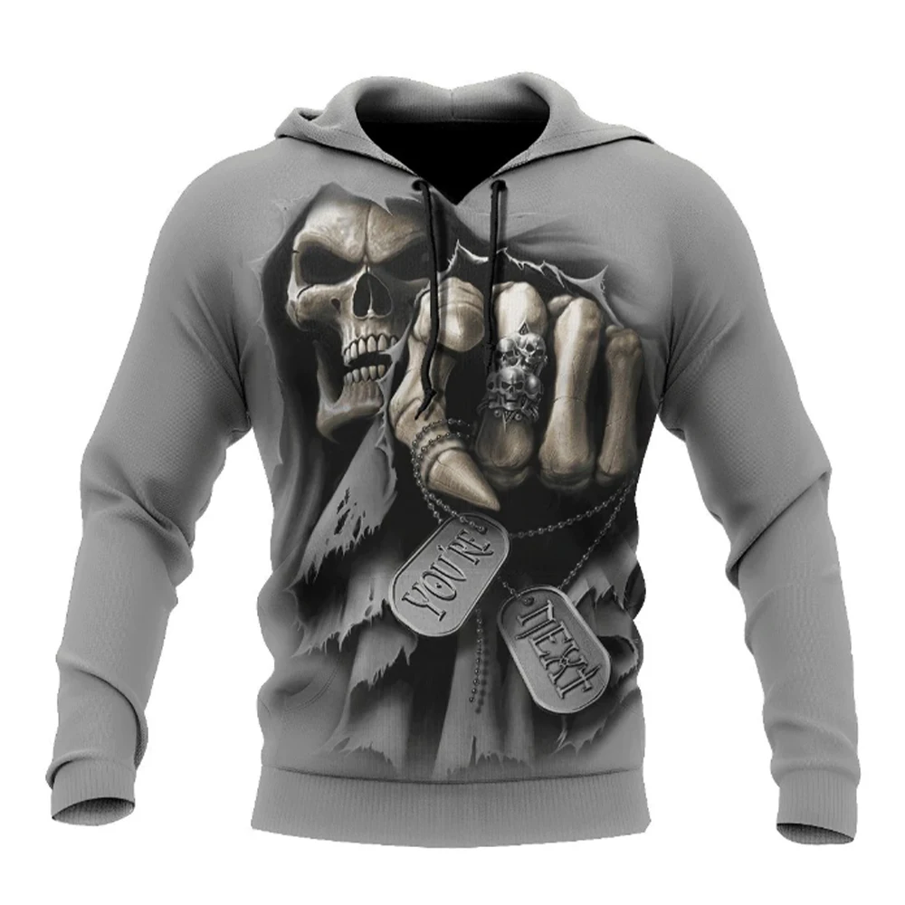 2024 Men's Fashion 3D Printed Hoodie Four Seasons Clothing 3D Skull Printing Men's Fashion Men's Horror Hoodie Top