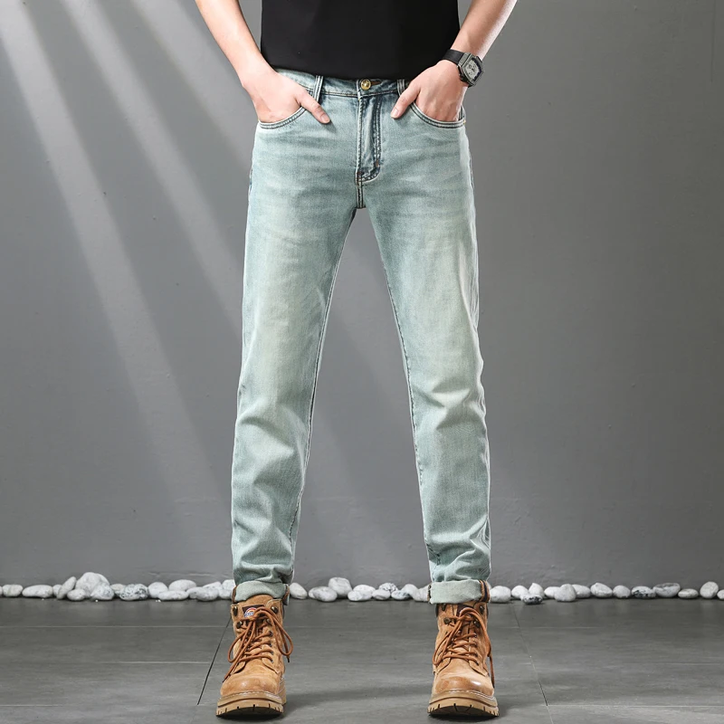 2024 Korean version of the summer thin section jewel blue high luxury business casual versatile Slim straight nine-minute pants