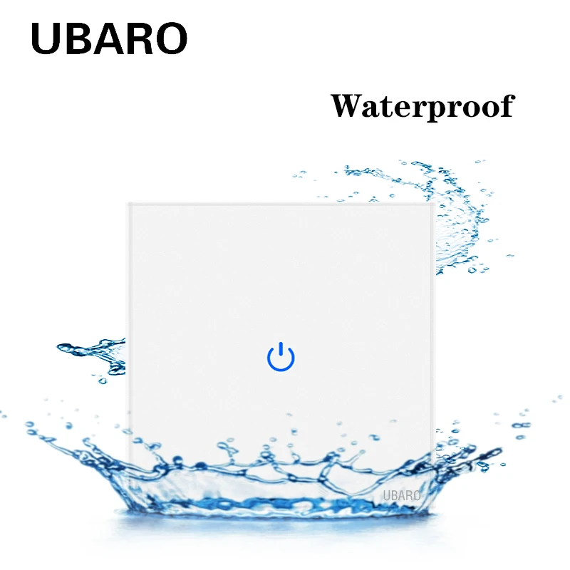 UBARO EU Standard Wall Light Touch Switch With Led Indicator Luxury Crystal Glass Panel Sensitive Sensor Button Home Appliance