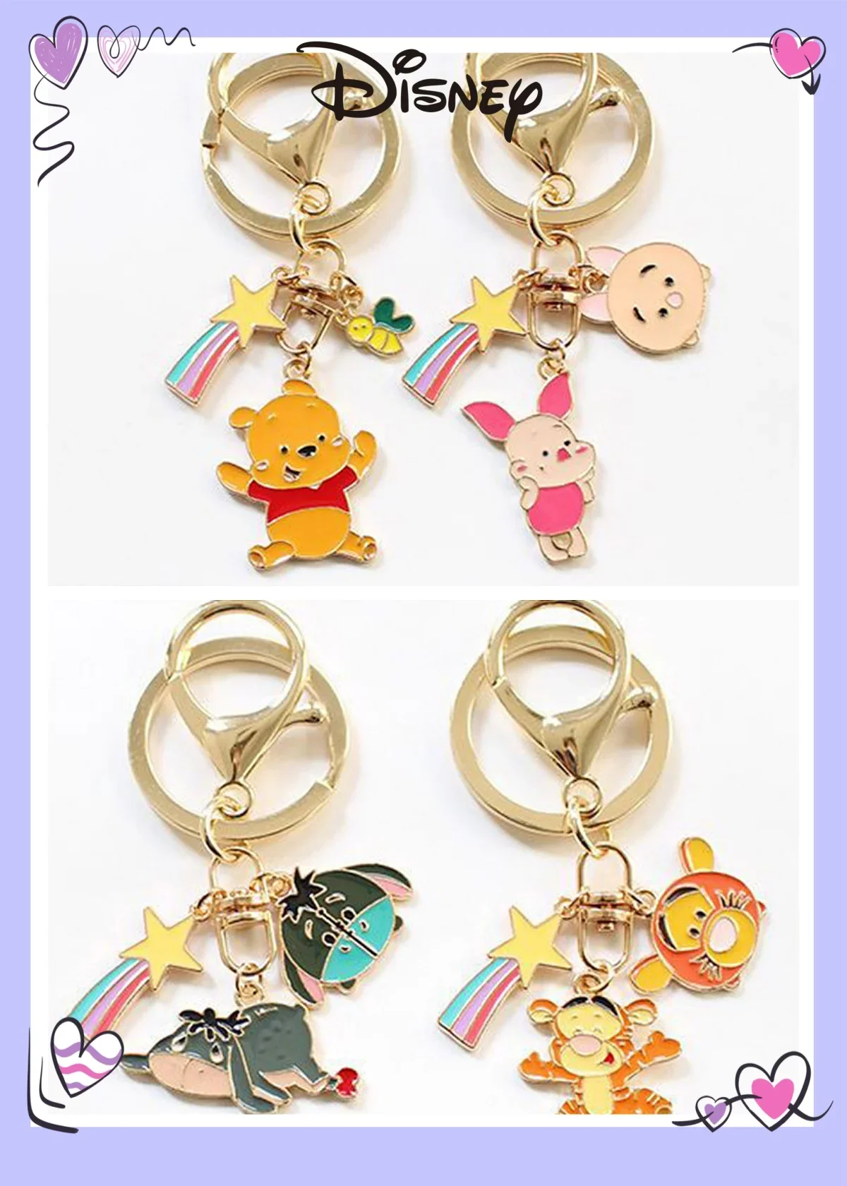 

Disney Cartoon Kawaii Winnie The Pooh Keychain Tigger Metal Enamel Pendant Action Anime Figure Car Backpack Ornaments Kids Gifts