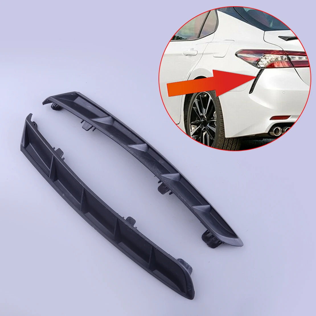 

1 пара кронштейнов заднего бампера автомобиля, удлинительная накладка, черный пластик, подходит для Toyota Camry SE XSE 2018-2020 5216606030 TO1138104